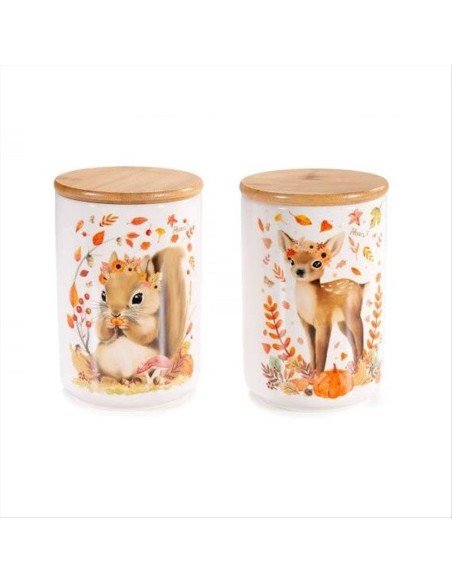 Barattolo Alimentare Amici del Bosco con Coperchio Bamboo – 2 Fantasie