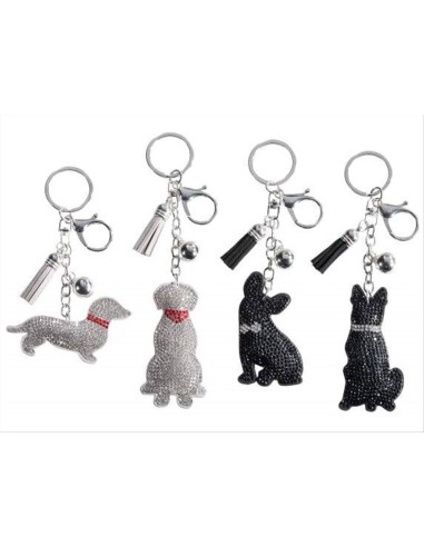 Portachiavi Cane Gatto con Strass e Pendenti - 2 Colori