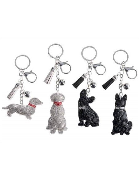 Portachiavi Cane Gatto con Strass e Pendenti - 2 Colori Portachiavi Cane Gatto con Strass e Pendenti - 2 Colori