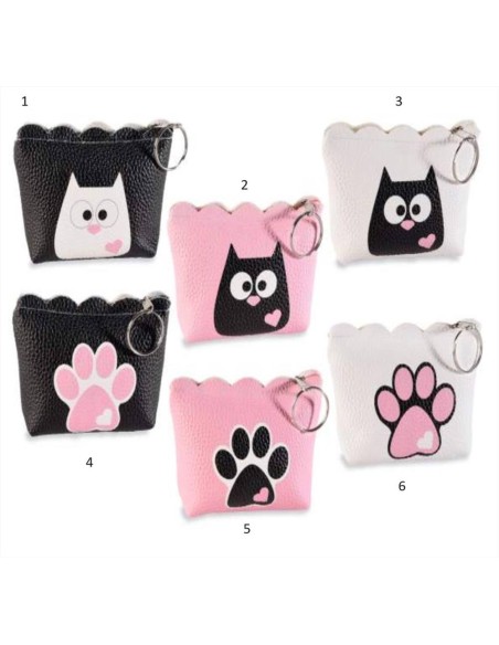 Portamonete con gancio portachiavi similpelle 6 varianti (1 pz)