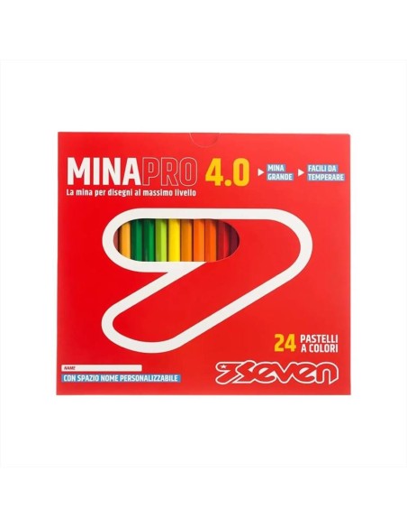 Pastelli Seven Mina PRO 4.0 ✏️🌈 | Scatola 24 Colori Brillanti e Resis