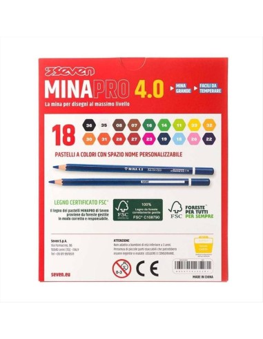 Pastelli Seven Mina PRO 4.0 ✏️🌈 | Scatola 18 Colori Vivaci e Resisten