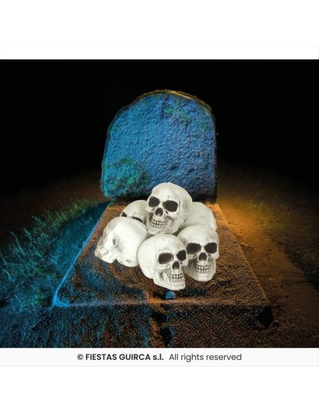 Confezione 6 Teschi PVC 8cm - Decorazioni Horror Divertenti
