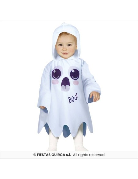 Costume Baby Fantasma Boo - Taglie 12-24 Mesi con Tunica e Cappuccio