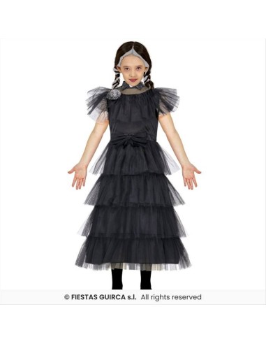 Costume Gotico Mercoledì Ballo Bambina - Taglie 5-12 Anni