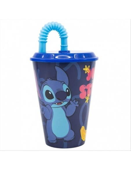 Bicchiere Lilo E Stitch con cannuccia pieghevole 430 ml  | Diamante Ro