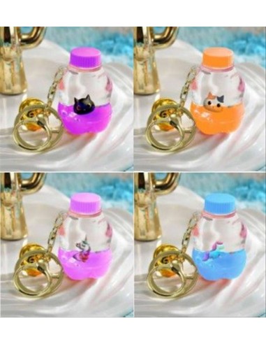 Portachiavi Liquido BOTTIGLIA con Animali Kawaii – 4 Modelli Adorabili