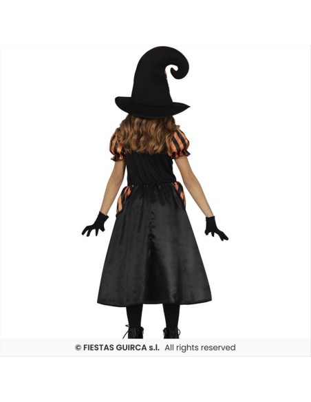 Costume Strega Arancione Bambina - Taglie 3-12 Anni