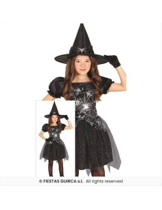 Costume Strega Argento Nero Bambina - Taglie 3-12 Anni