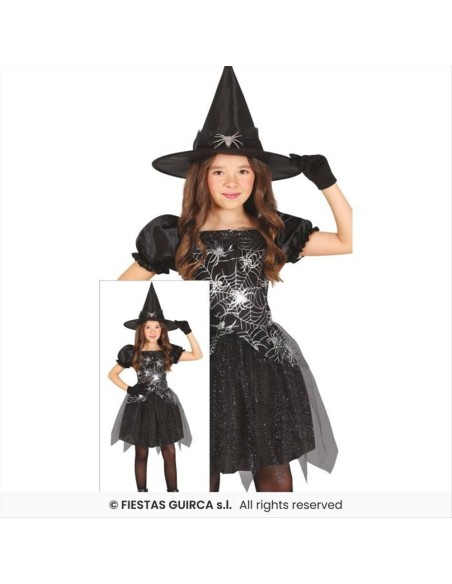 Costume Strega Argento Nero Bambina - Taglie 3-12 Anni