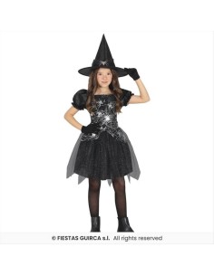 Costume Strega Argento Nero Bambina - Taglie 3-12 Anni 2