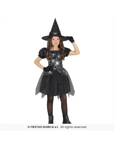 Costume Strega Argento Nero Bambina - Taglie 3-12 Anni