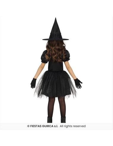 Costume Strega Argento Nero Bambina - Taglie 3-12 Anni