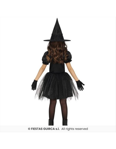 Costume Strega Argento Nero Bambina - Taglie 3-12 Anni