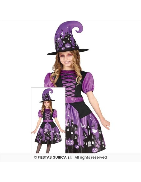 Costume Strega Viola Bambina - Taglie 3-12 Anni