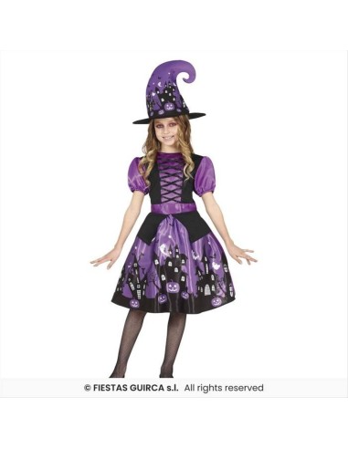 Costume Strega Viola Bambina - Taglie 3-12 Anni