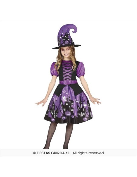Costume Strega Viola Bambina - Taglie 3-12 Anni