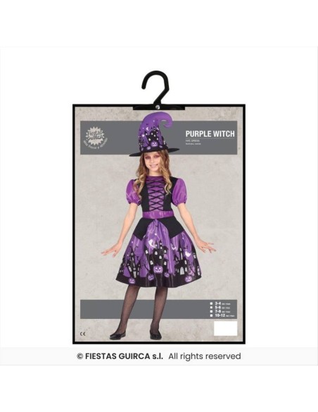 Costume Strega Viola Bambina - Taglie 3-12 Anni