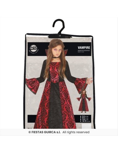Costume Vampiro Gotico Bambina - Taglie 3-12 Anni