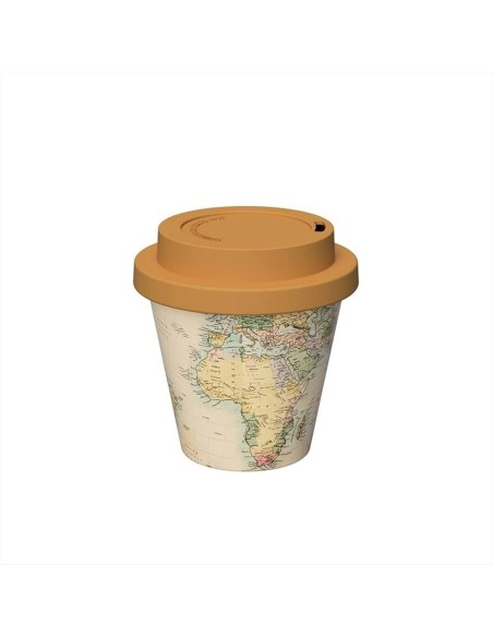 Tazzina da Caffè con Tappo in Silicone 90ml Old Map - In RPET