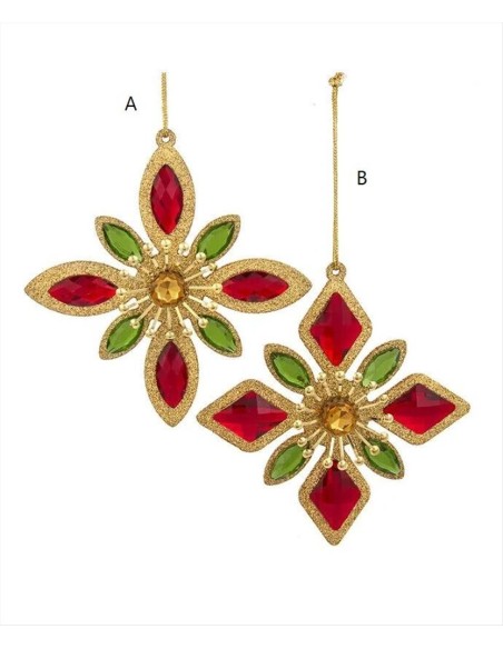 Decorazione 3D Fiocco di Neve Gioiello - 2 Varianti con Glitter e Stra