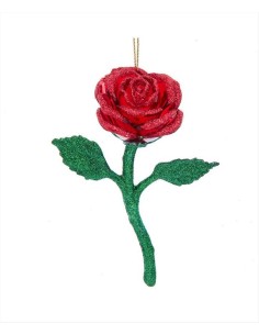 Decorazione 3D Rosa Glitterata H12cm in Acrilico