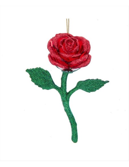 Decorazione 3D Rosa Glitterata H12cm in Acrilico