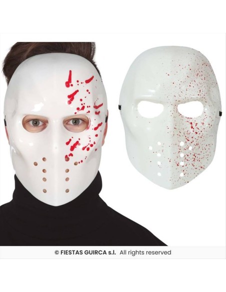 Maschera Hockey Bianca con Sangue PVC – Travestimento Halloween 🎭🩸