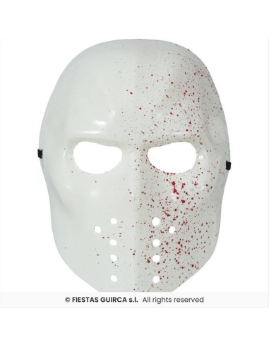 Maschera Hockey Bianca con Sangue PVC – Travestimento Halloween 🎭🩸