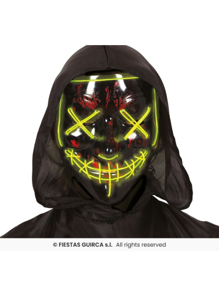 Maschera Nera con Luci PVC – 2 Colori per Halloween 🎭💡