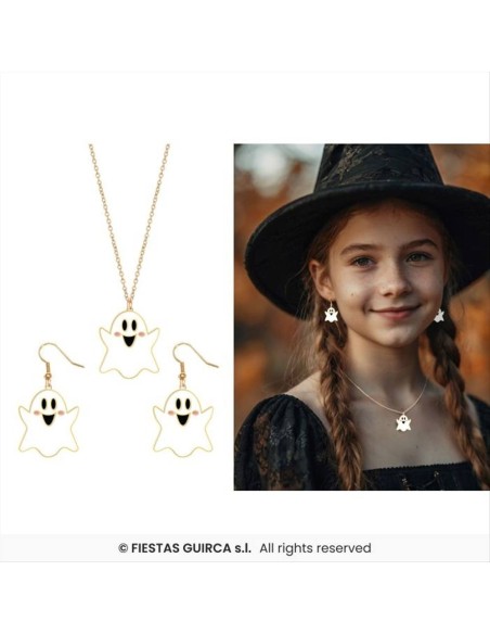 Set Orecchini e Collana Fantasmi - Accessori Halloween Divertenti