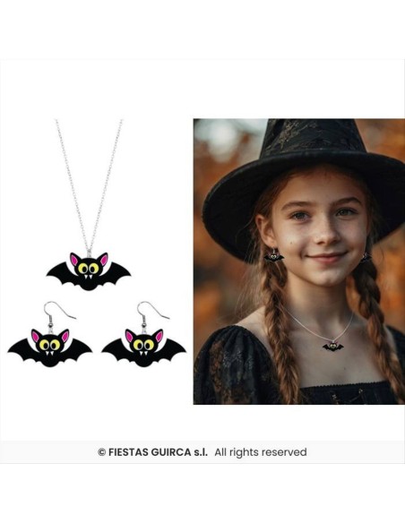 Set Orecchini e Collana Pipistrelli - Accessori Halloween
