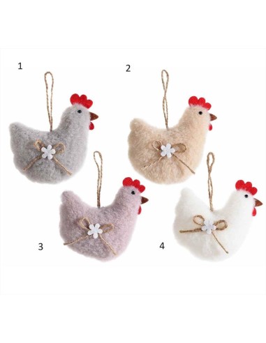 Gallina da appendere in eco-fur - 4 modelli (1 pz) | Diamante Rosa