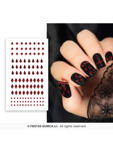 Strass Adesivi per Unghie Rossi – Blister 6x9cm 💅✨