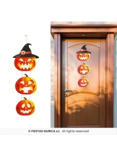 Targhetta in Legno 3 Zucche Stregate 64cm - Decorazione Halloween 🎃👻 2
