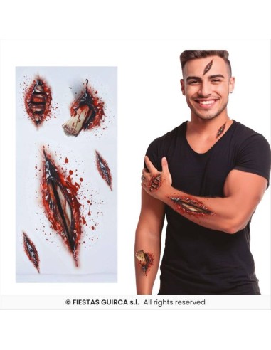 Tatuaggi Ferite Aperte - Set 5pz per Halloween Horror 🩸👻