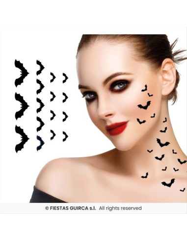 Tatuaggi Pipistrelli – Set 2 Fogli (16pz) per Halloween 🦇🎃