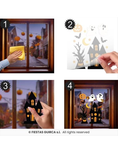 Vetrofania in Gel Halloween Fantasmi 20x25cm - Decorazioni per Finestr