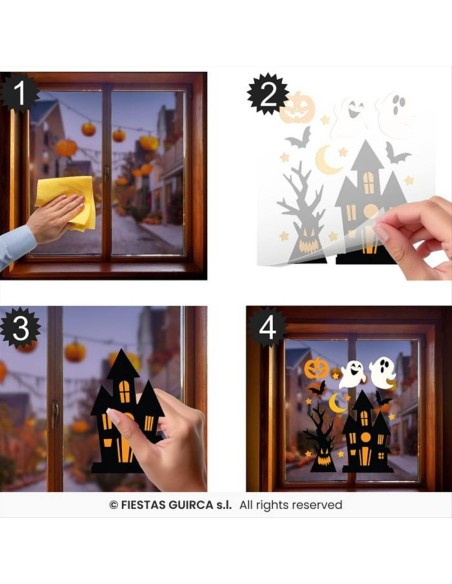 Vetrofania in Gel Halloween Fantasmi 20x25cm - Decorazioni per Finestr