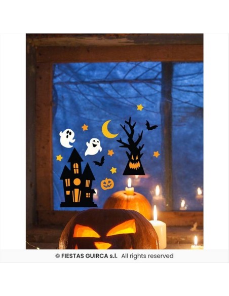 Vetrofania in Gel Halloween Fantasmi 20x25cm - Decorazioni per Finestr