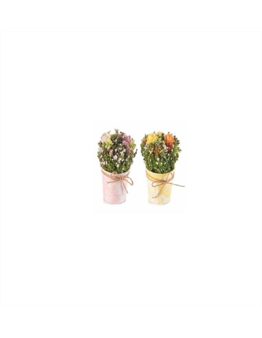 Vaso in stoffa con fiorellini e rose - H 10 cm - 2 modelli (1 pz) | Di