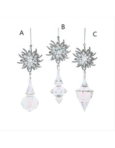 Decorazione 3D Pendente Gioiello con Strass H15cm - 3 Varianti