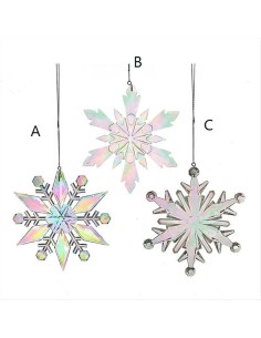 Decorazione 3D Fiocco di Neve Opalescente D23cm - 3 Varianti in Acrili