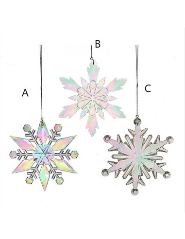 Decorazione 3D Fiocco di Neve Opalescente D23cm - 3 Varianti in Acrili