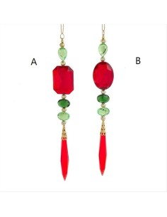 Decorazione 3D Pendente Gioiello Verde Rosso Oro H21cm - 2 Varianti