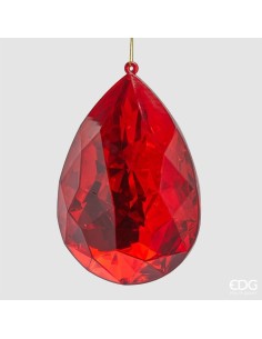 EDG Decorazione 3D Gemma Goccia Rosso H23cm Acrilico Natalizio