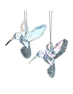 Decorazione 3D Colibrì con Glitter 9,5cm - 2 Varianti in Acrilico