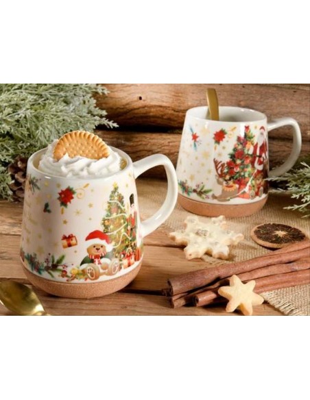 Tazza in porcellana e sughero natalizia 500ml - 2 varianti - Design a 