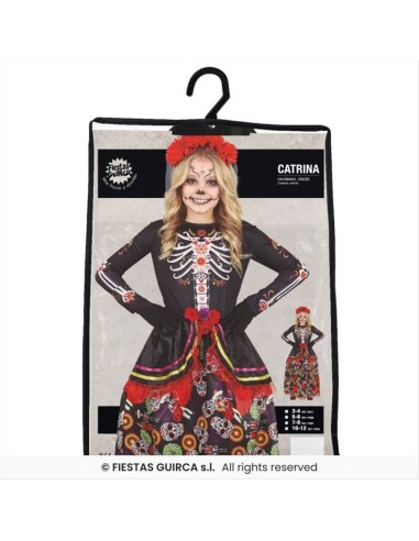 Costume Catrina Messicana Bambina - Taglie 3-12 Anni