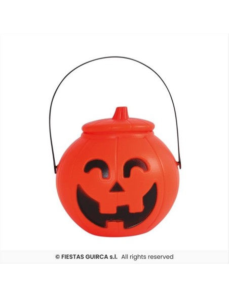 Cestino con Coperchio Zucca 17cm in PVC Arancione